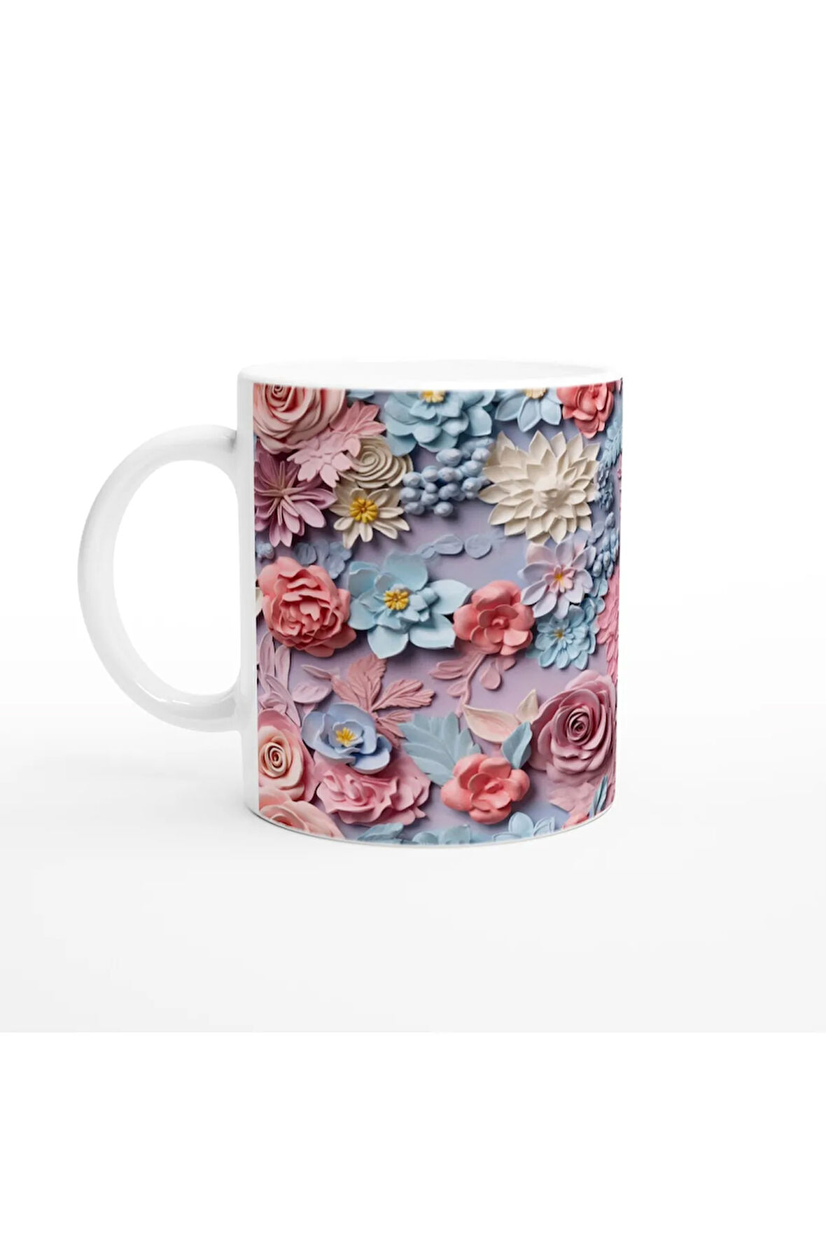 Pastel Düş Bahçesi Çiçek Desenli Kupa Bardak