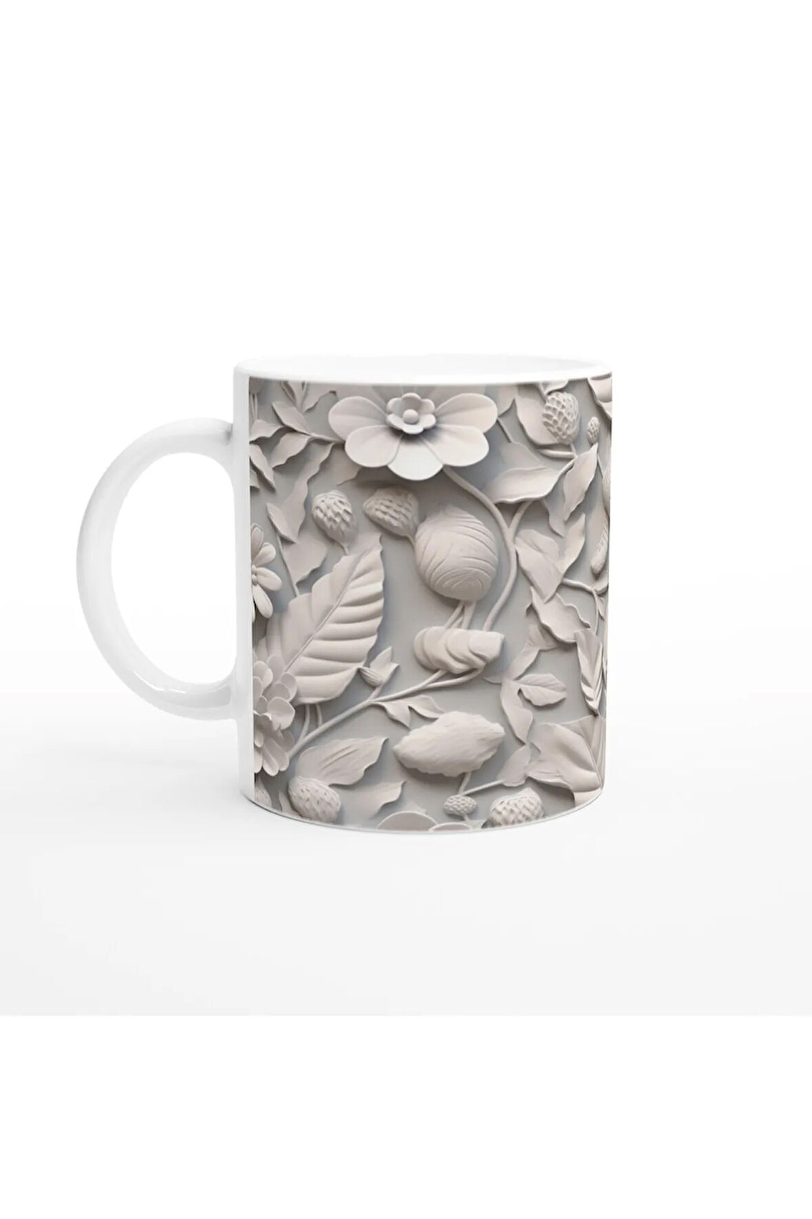 Doğal Doku Çiçek ve Yaprak Kupa Bardak