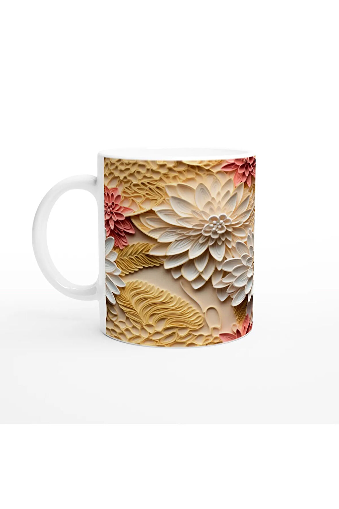 Sıcak Tonlu Katmanlı Çiçekli Kupa Bardak