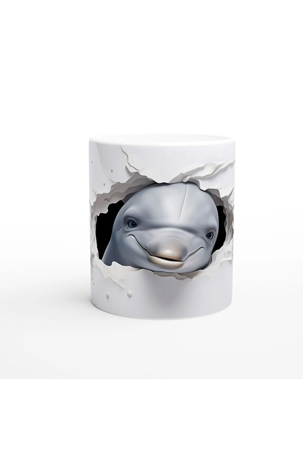 Buz Mavisi Çiçekler ve Sevimli Yunus Su Altı Temalı Kupa Bardak