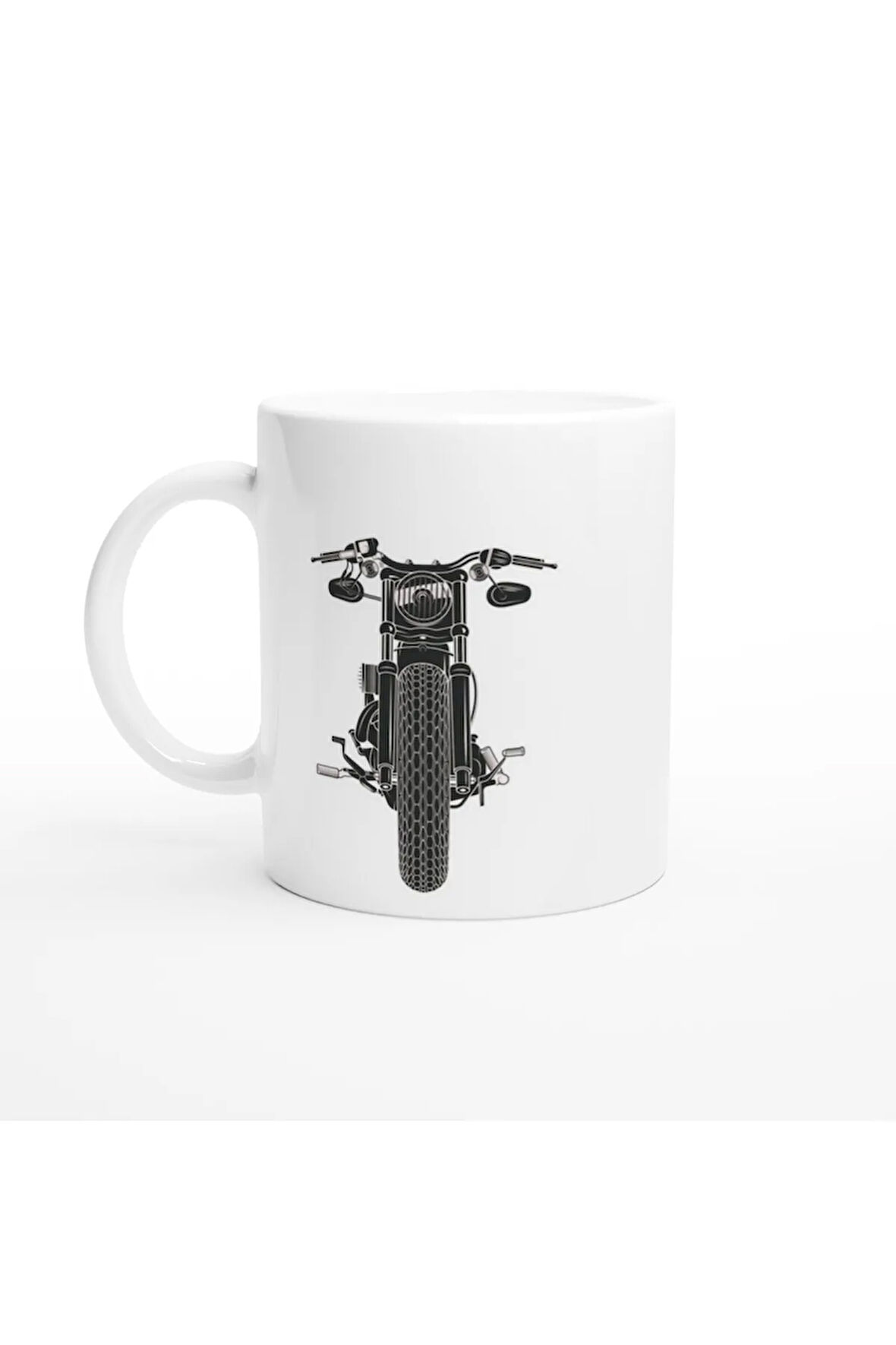 Önden Görünümlü Retro Motosiklet Baskılı Kupa Bardak
