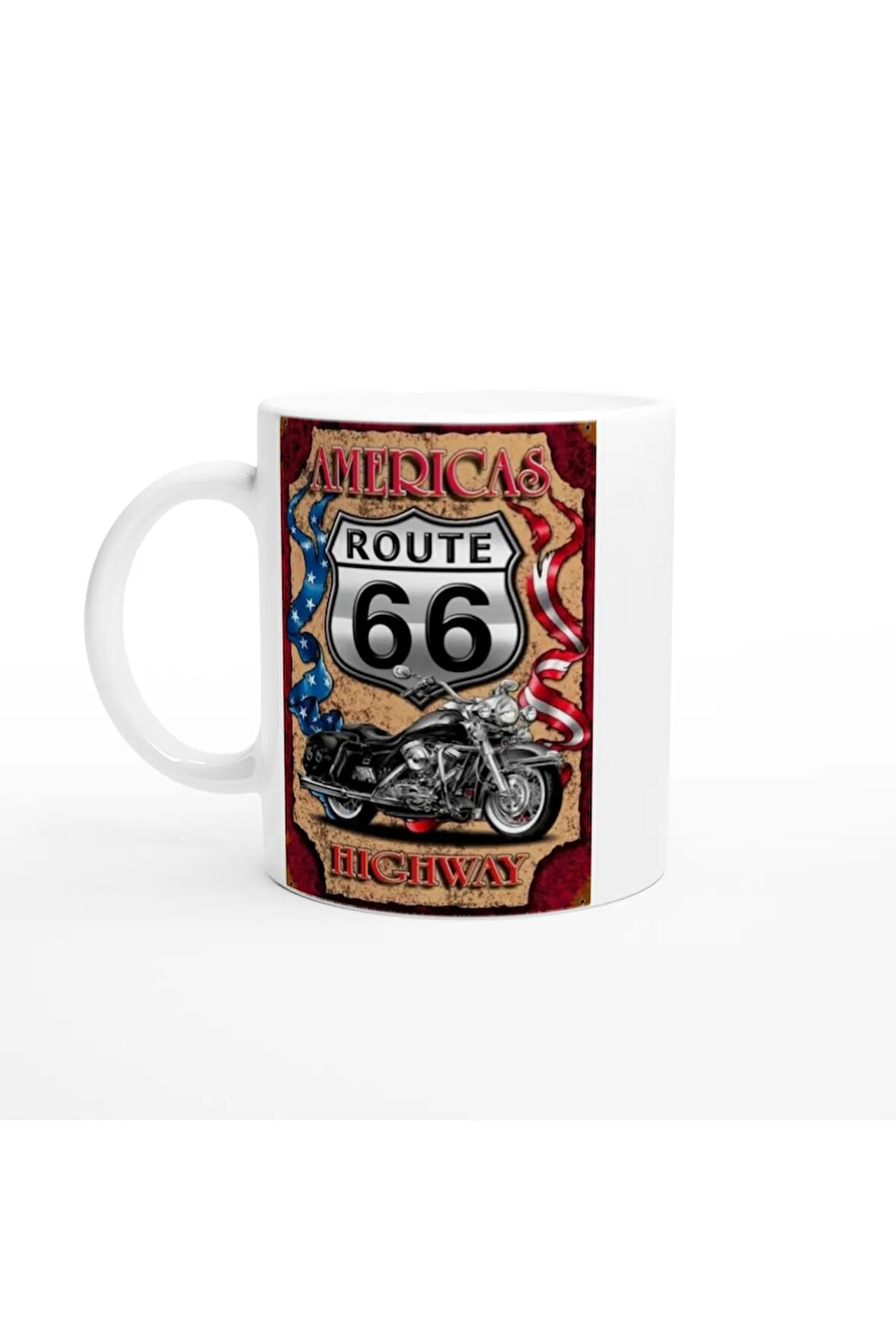 Route 66 Motosiklet Temalı Kupa Bardak