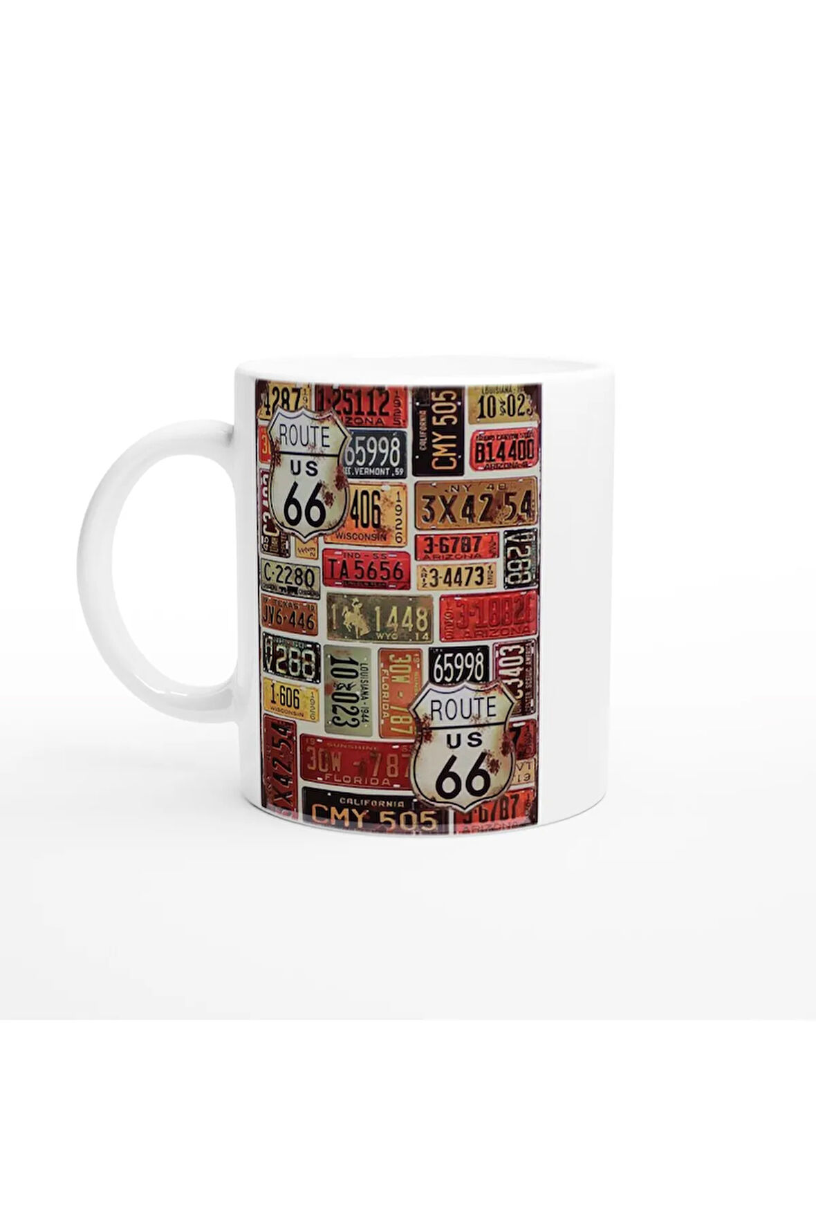 Route 66 Plaka Kolajı Temalı Retro Kupa Bardak
