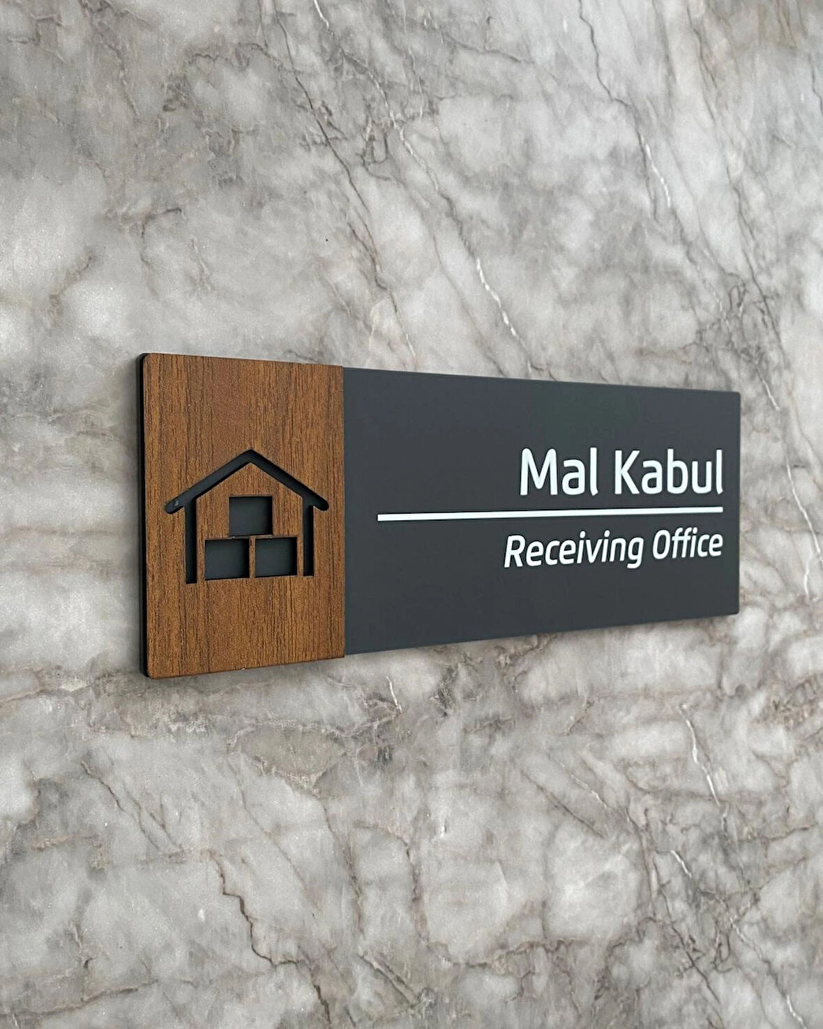 Wooden Serisi Mal Kabul Kapı İsimliği Yönlendirme Levhası