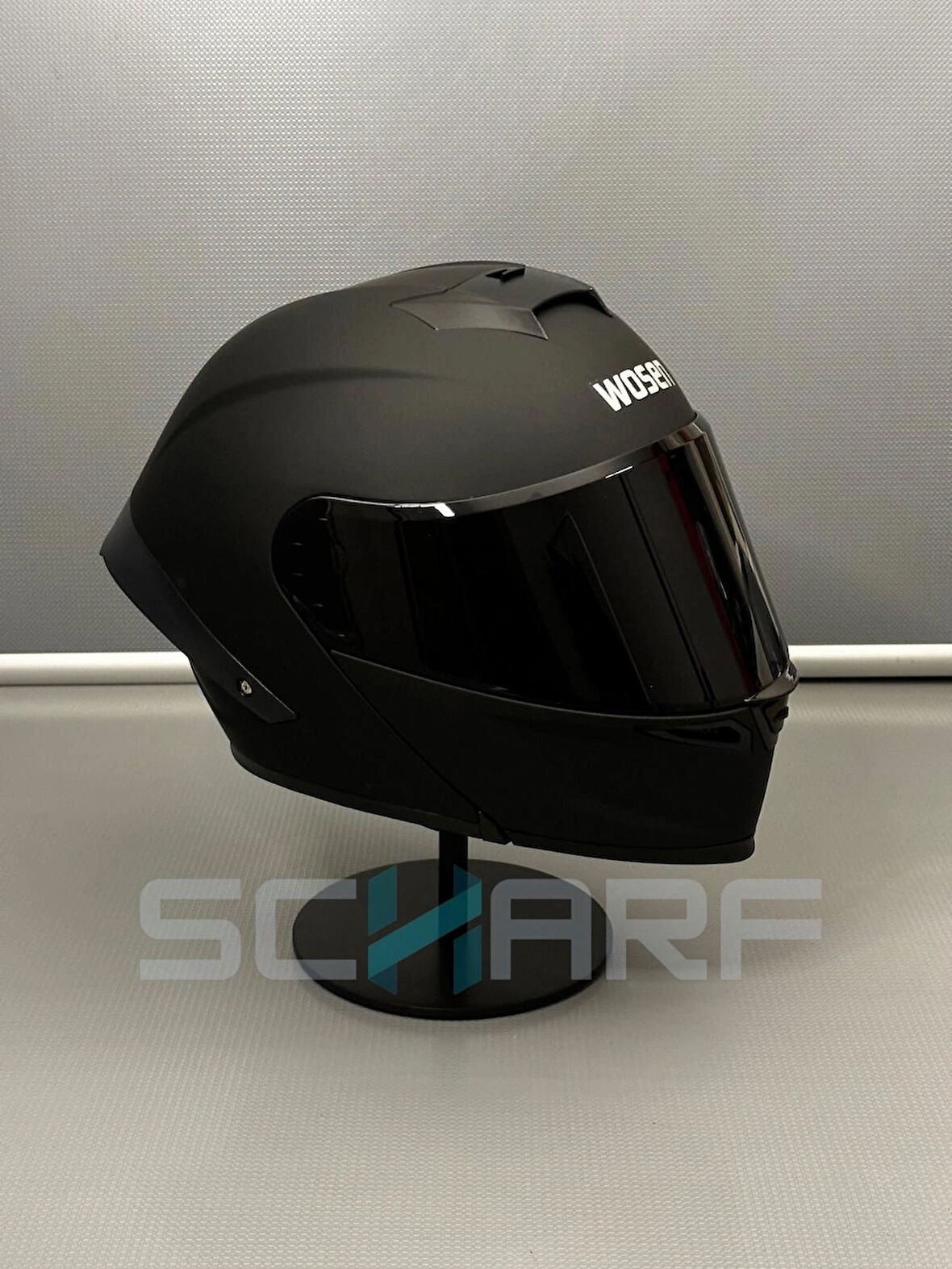 WOSEN Ws-202 Güneş Vizörlü Çene Açılır Kask Matt Black (Siyah Vizörlü)
