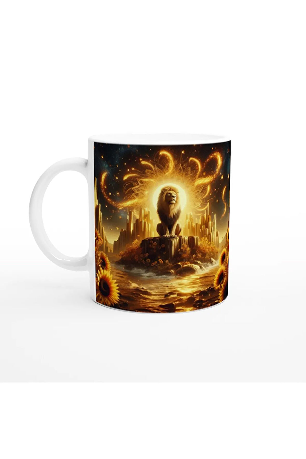 Aslan Burcu Baskılı Kahve Kupası - Elementsel Doğa Krallığı Temalı Vs2