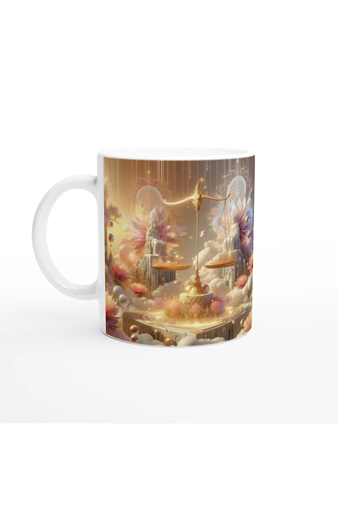 Terazi Burcu Baskılı Kahve Kupası - Elementsel Doğa Krallığı Temalı Vs2