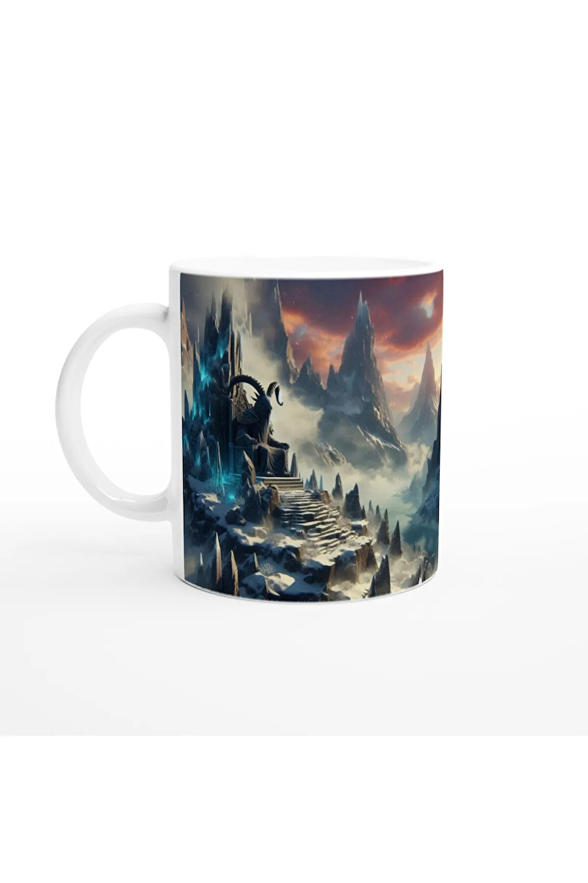 Oğlak Burcu Baskılı Kahve Kupası - Elementsel Doğa Krallığı Temalı Vs2