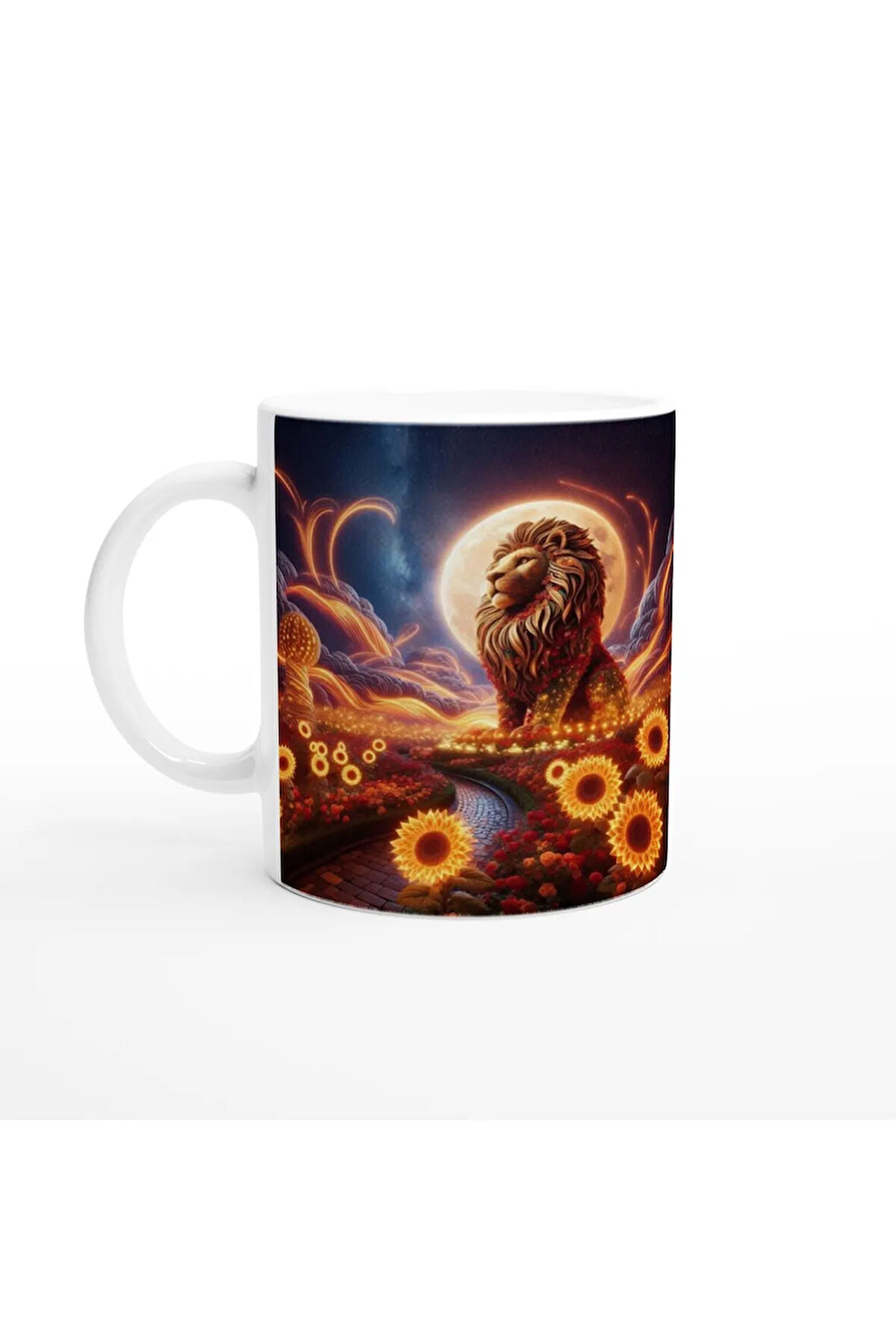 Aslan Burcu Baskılı Kahve Kupası - Ay ışığında Zodyak Bahçesi Vs2