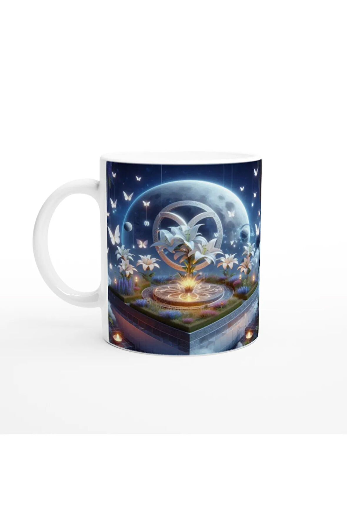 Başak Burcu Baskılı Kahve Kupası - Ay ışığında Zodyak Bahçesi Vs1