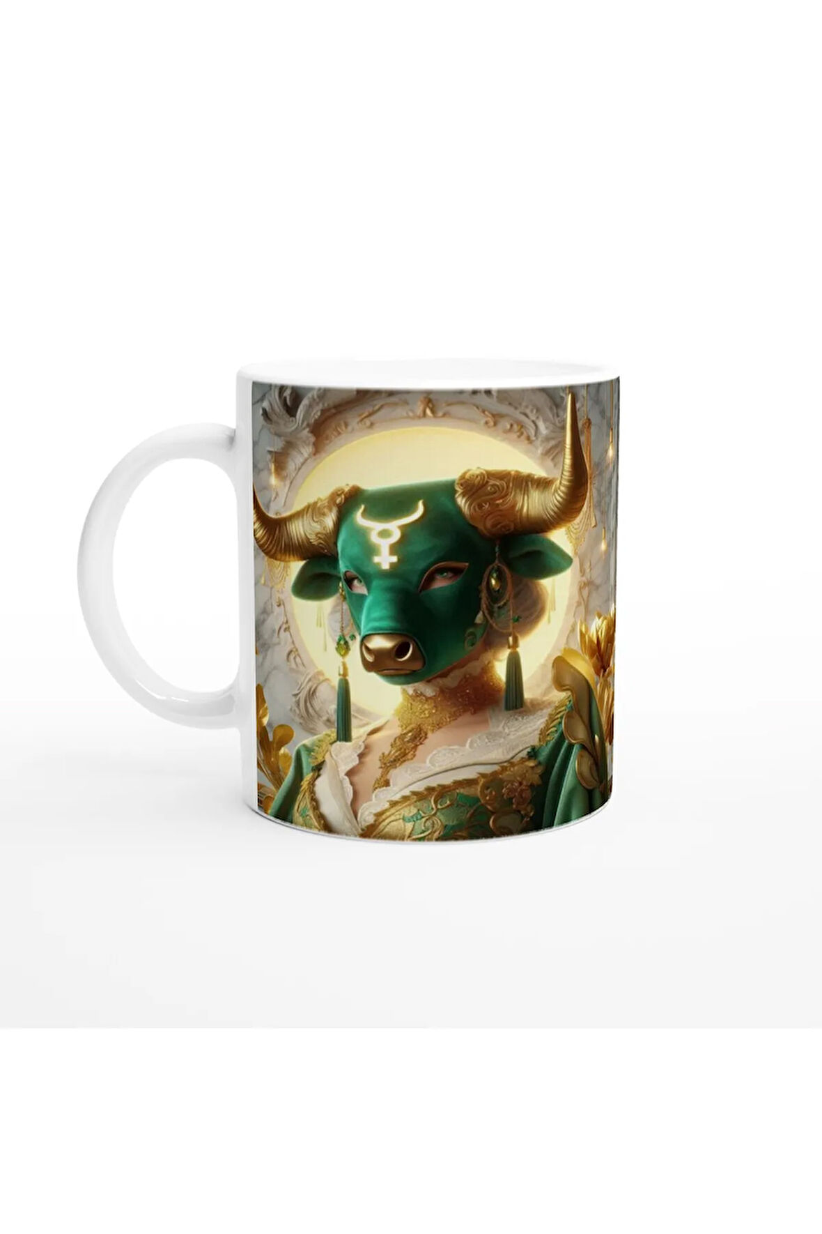 Boğa Burcu Baskılı Kahve Kupası - Zodyak Maskeli Balo Vs3