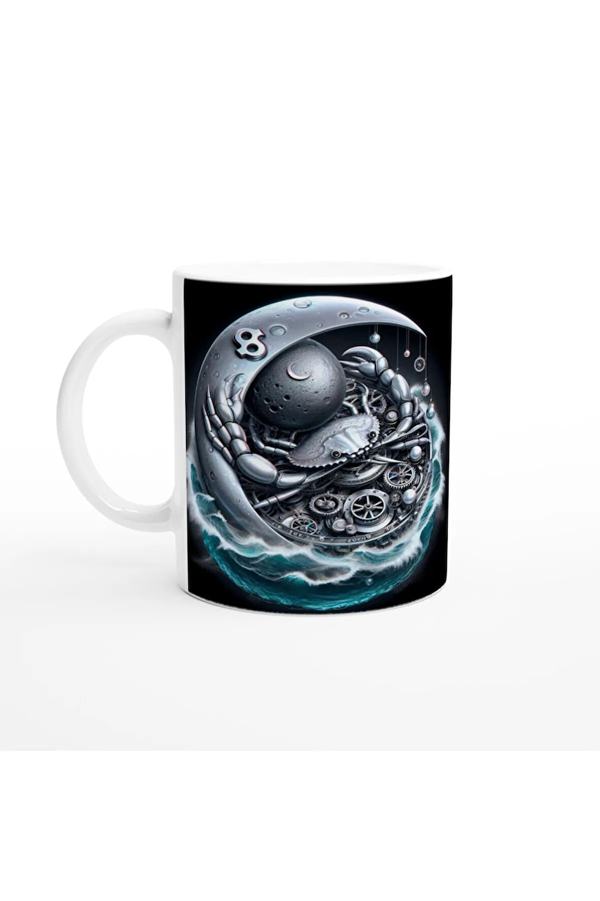 Yengeç Burcu Baskılı Kahve Kupası - Zamanın Çarkları Astroloji Mekanizması Vs2