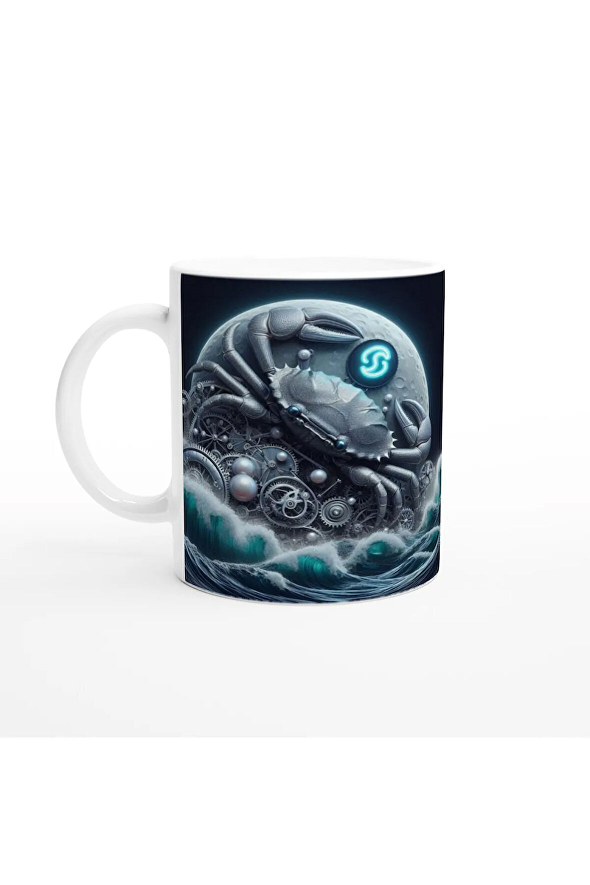 Yengeç Burcu Baskılı Kahve Kupası - Zamanın Çarkları Astroloji Mekanizması Vs3