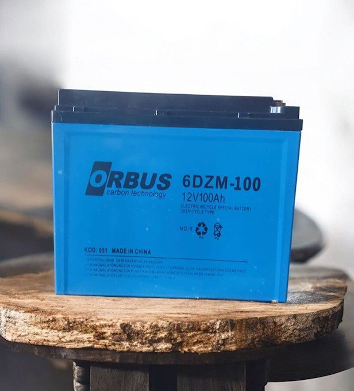 ORBUS 12V 100AMPER  100AH 3 TEKERLEKLİ ELEKRİKLİ ARAÇLAR İÇİN JEL AKÜ - EBATLAR: 224x150x178mm