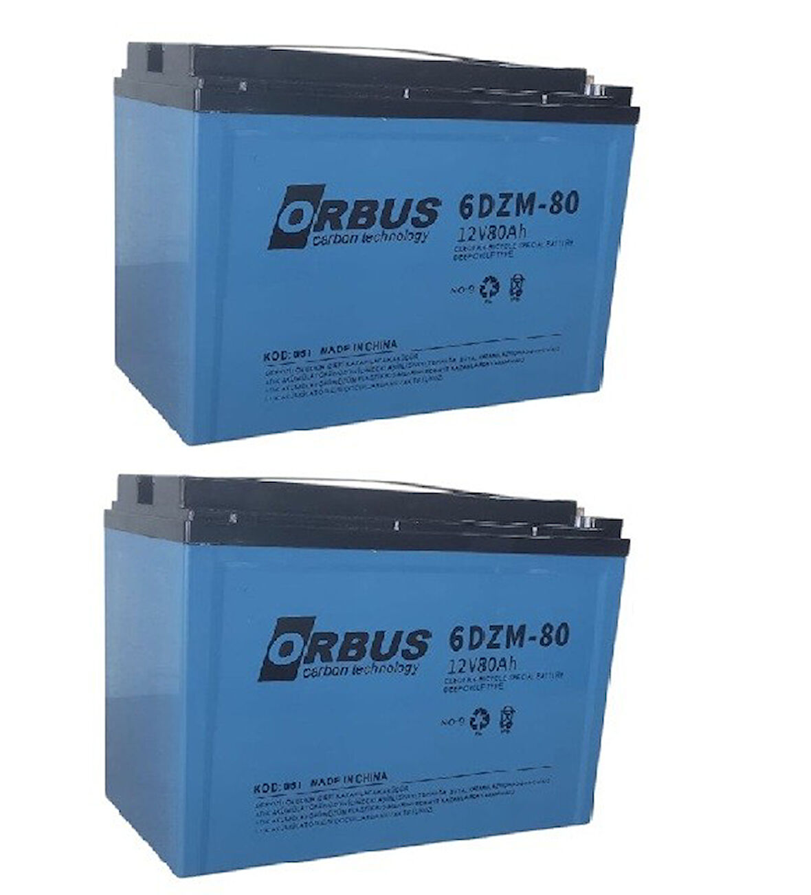 ORBUS 12V 80 AMPER JEL ELEKTRİKLİ BİSİKLET (e-bike) AKÜSÜ EBATLAR : 223x121x174 (2025 üretim) İKİLİ PAKET
