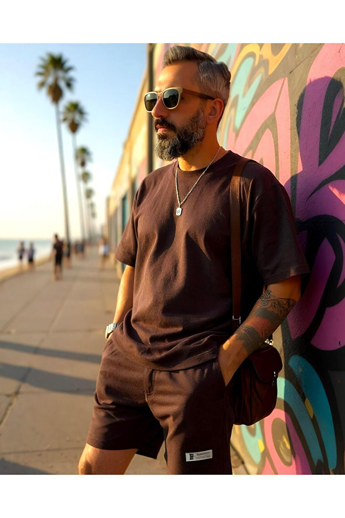 Waffle Kumaş Oversize Erkek T-Shirt & Şort İkili Takım