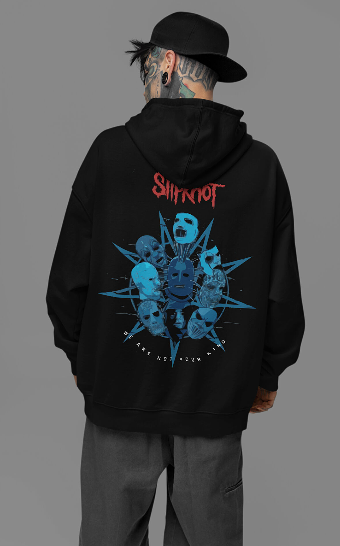 Slipknot We Are Not Your Kind Yazılı Unisex Oversize Rock Metal Hoodie