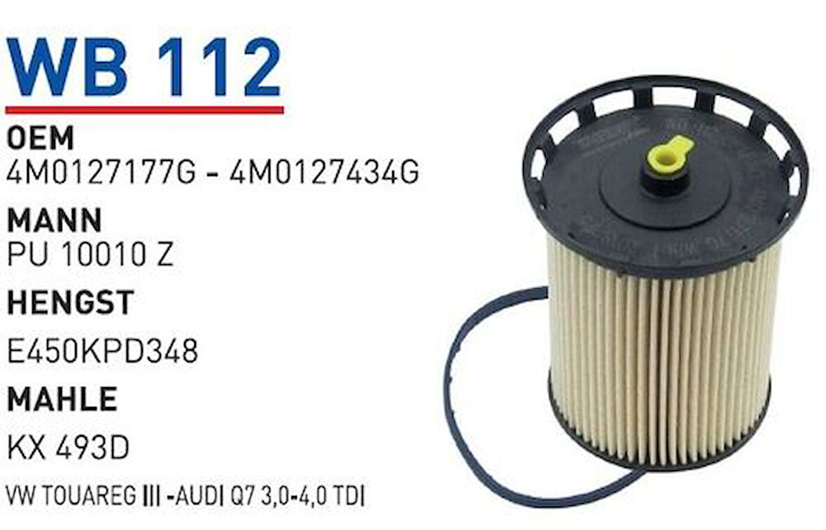 Wunder WB112 Yakıt Filtresi Volkswagen Touareg III-Audi Q7 3.0-4.0 TDI MRMOEM-1080863