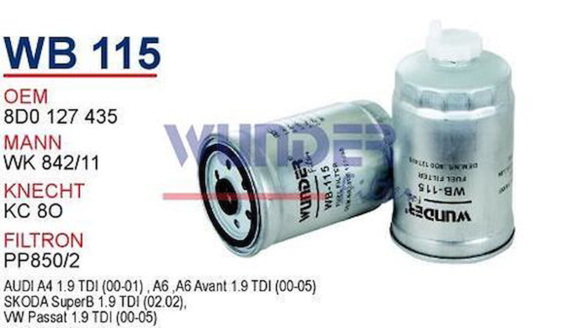 Wunder WB115 Mazot Filtresi Passat A4 A6 1.9 TDI MRMOEM-1080871