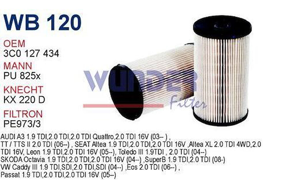 Wunder WB120 Mazot Filtresi Passat Caddy III A4 A6 2.0 TDI Pu825X MRMOEM-1080906