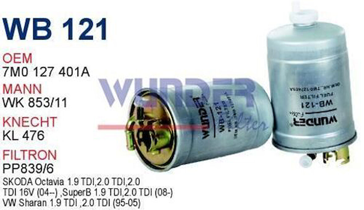 Wunder WB121 Mazot Filtresi Volkswagen Sharan 1.9 TDI  H143Wk MRMOEM-1080909
