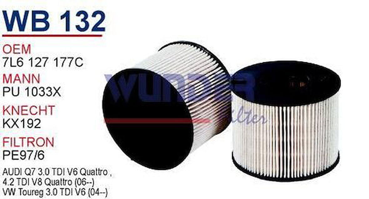 Wunder WB132 Mazot Filtresi Touareg 06-Q7 Cayenne 3.0 V6 MRMOEM-1081010