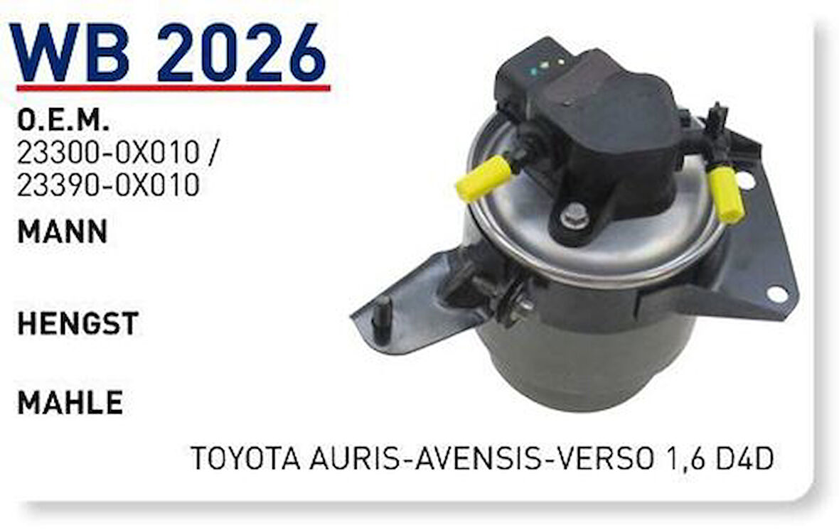 Wunder WB2026 Mazot Filtresi Toyota Auris-Avensis-Verso 1.6 D4D MRMOEM-1081193