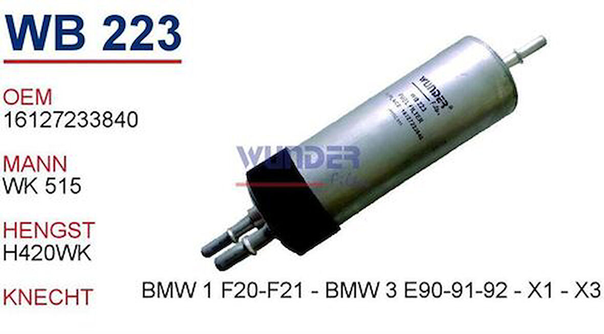 Wunder WB223 Yakıt Filtresi BMW 1 F20-F21-BMW 3 E90-91-92-X1-X3 H420Wk MRMOEM-1081294