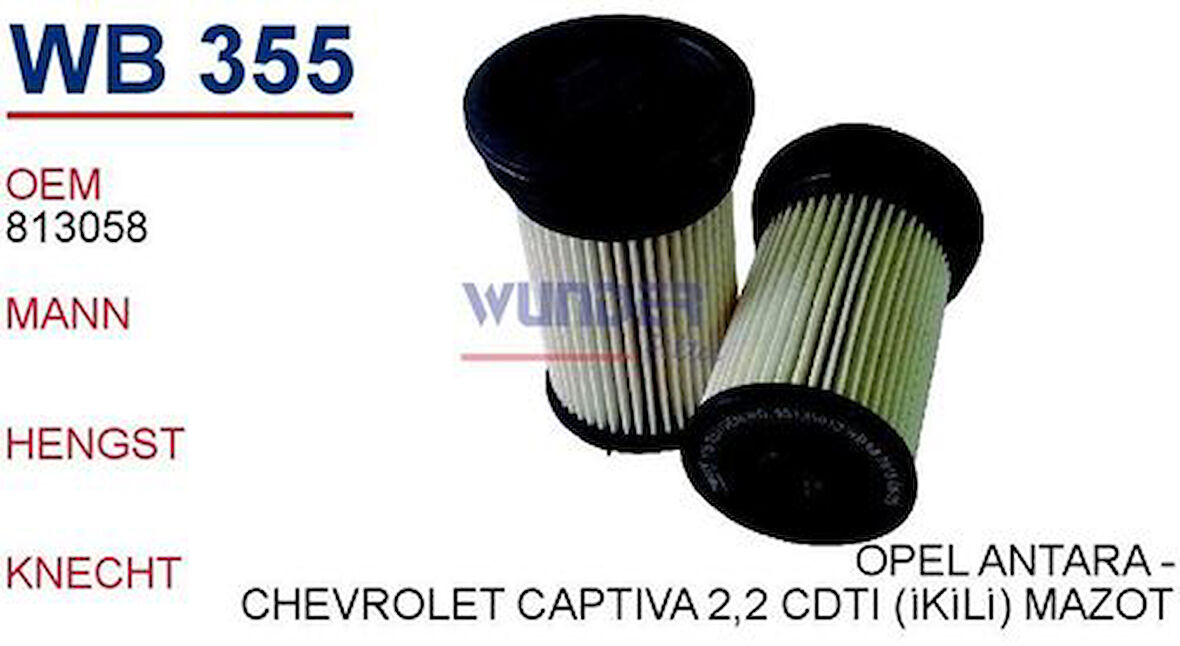 Wunder WB355 Yakıt Filtresi Opel Antara-Chevrolet Captiva 2.2 CDTI (İkili) 95135912 MRMOEM-1081367
