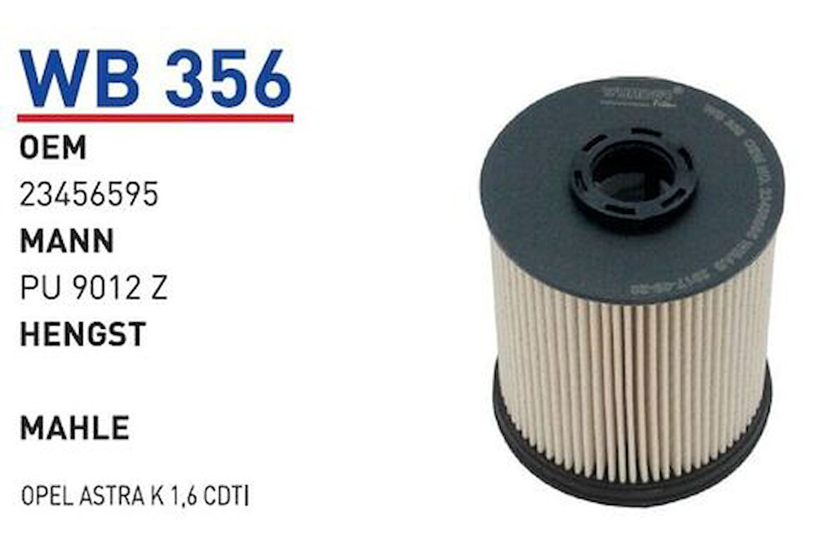 Wunder WB356 Mazot Filtresi Astra K B16Dte B16DTH MRMOEM-1081369