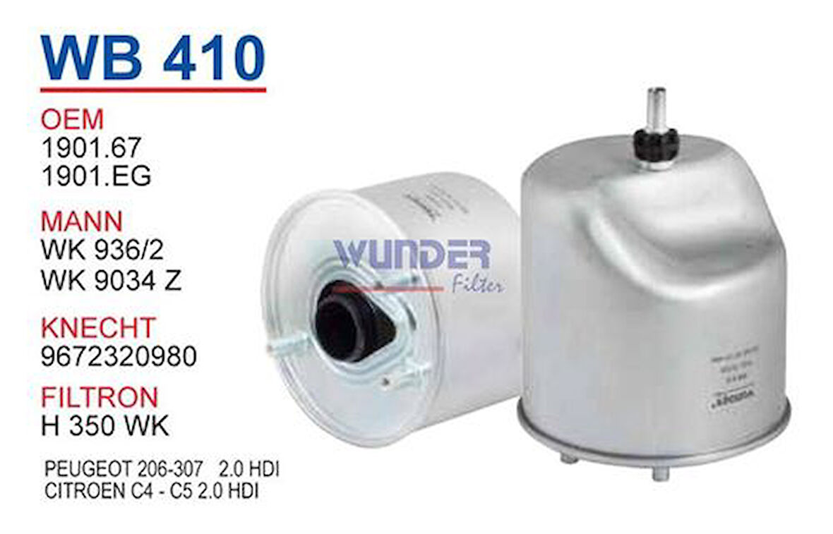 Wunder WB410 Mazot Filtresi 207 308 1.6HDI Wk9034Z Fn0178 MRMOEM-1081425