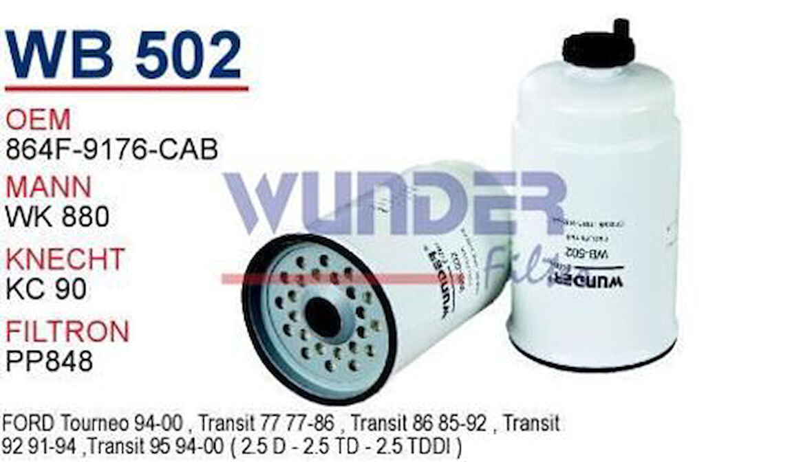 Wunder WB502 Mazot Filtre Transit T-15 2.5D 87-99 Wk880 Fn0237 MRMOEM-1081452