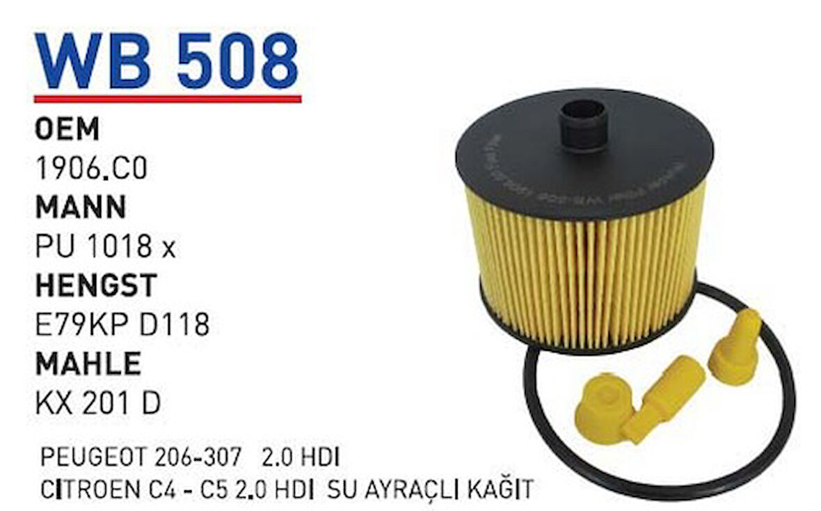Wunder Wb508 Yakıt Filtresi Volvo S 40 - V 50 - C 70 Pu1018X Mazot
