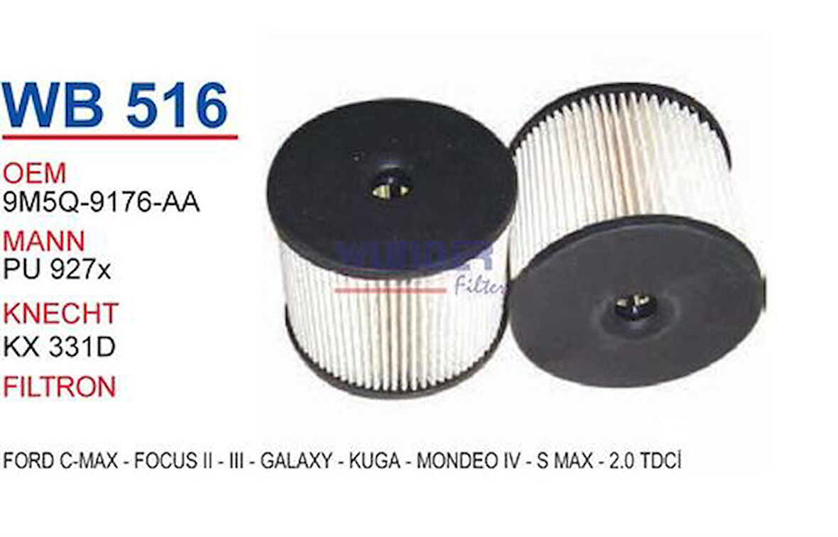 Wunder WB516 Yakıt Filtresi Citroen C4-C5-C8-Jumpy 2.0 HDI Pu927X MRMOEM-1081550