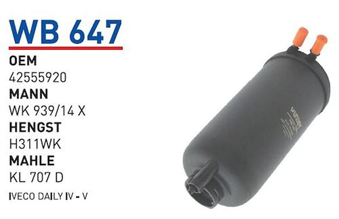 Wunder WB647 Yakıt Filtresi ( Mazot ) Iveco Daily IV-V-Mitsubishi Canter MRMOEM-1081604