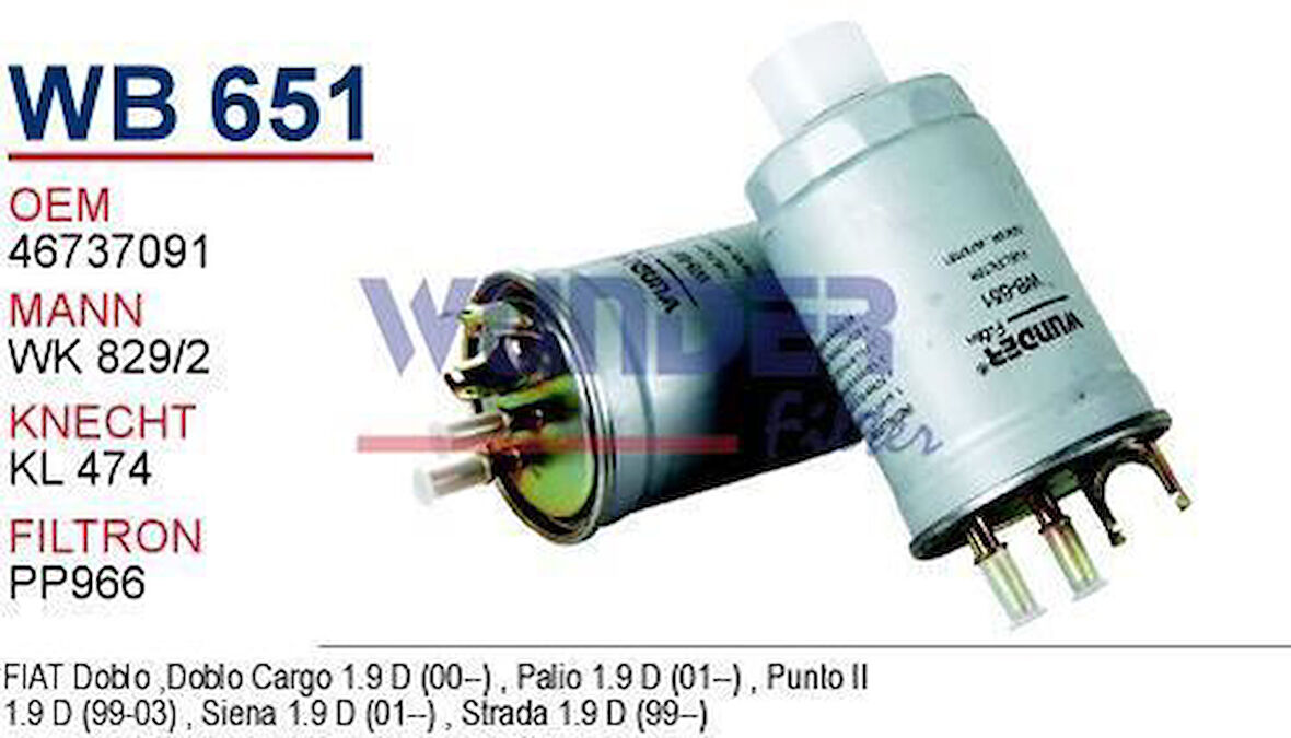 Wunder WB651 Mazot Filtresi Doblo 1.9D MRMOEM-1081624