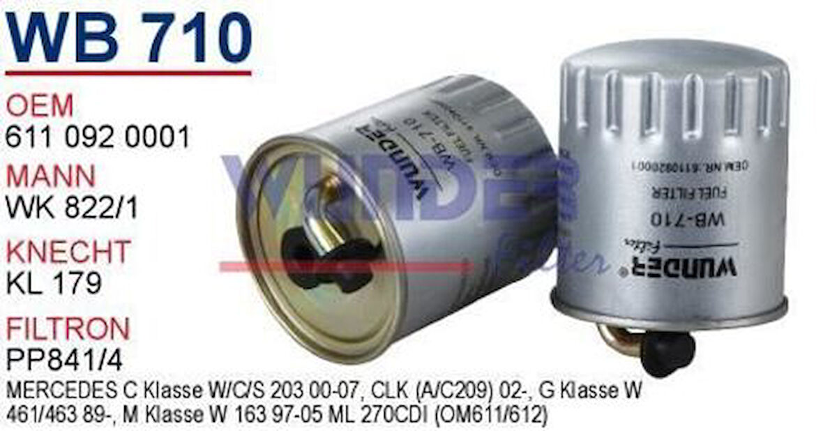 Wunder WB710 Mazot Filtresi Mercedes W203 W163 00-07 MRMOEM-1081719