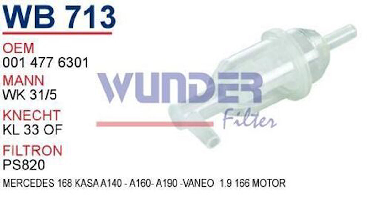 Wunder WB713 Yakıt Filtresi Mercedes Plastik MRMOEM-1081728