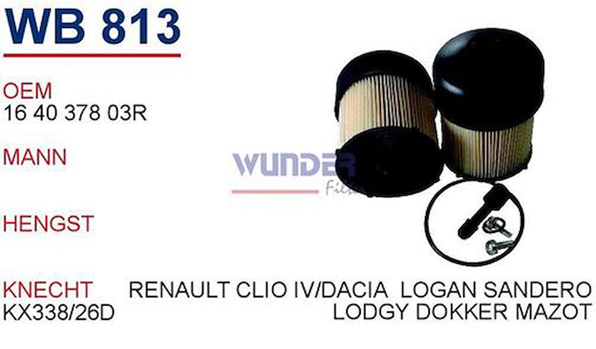 Wunder WB813 Mazot Filtresi Clio IV Captur 1.5 DCI Pu9011Zkıt Fn0167 MRMOEM-1081799