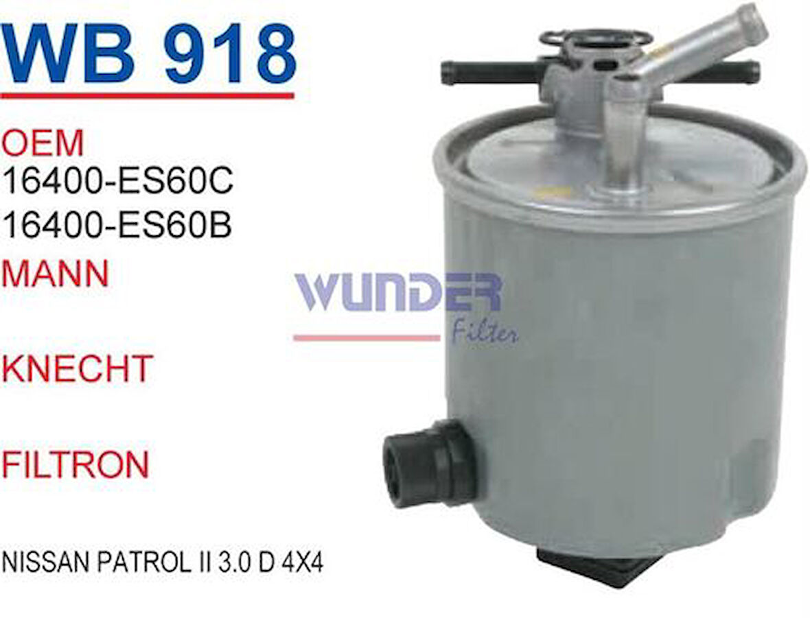 Wunder WB918 Yakıt Filtresi Nissan Patrol II 3.0 D 4x4 Es60C Fn2315 MRMOEM-1081884