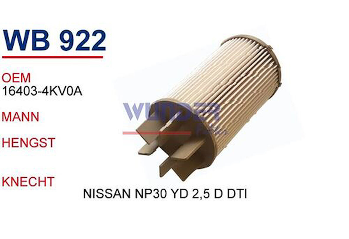 Wunder WB922 Yakıt Filtresi Nissan Np30 Yd 2.5 DDTI 16403-4Kv0A Fn2323 MRMOEM-1081897