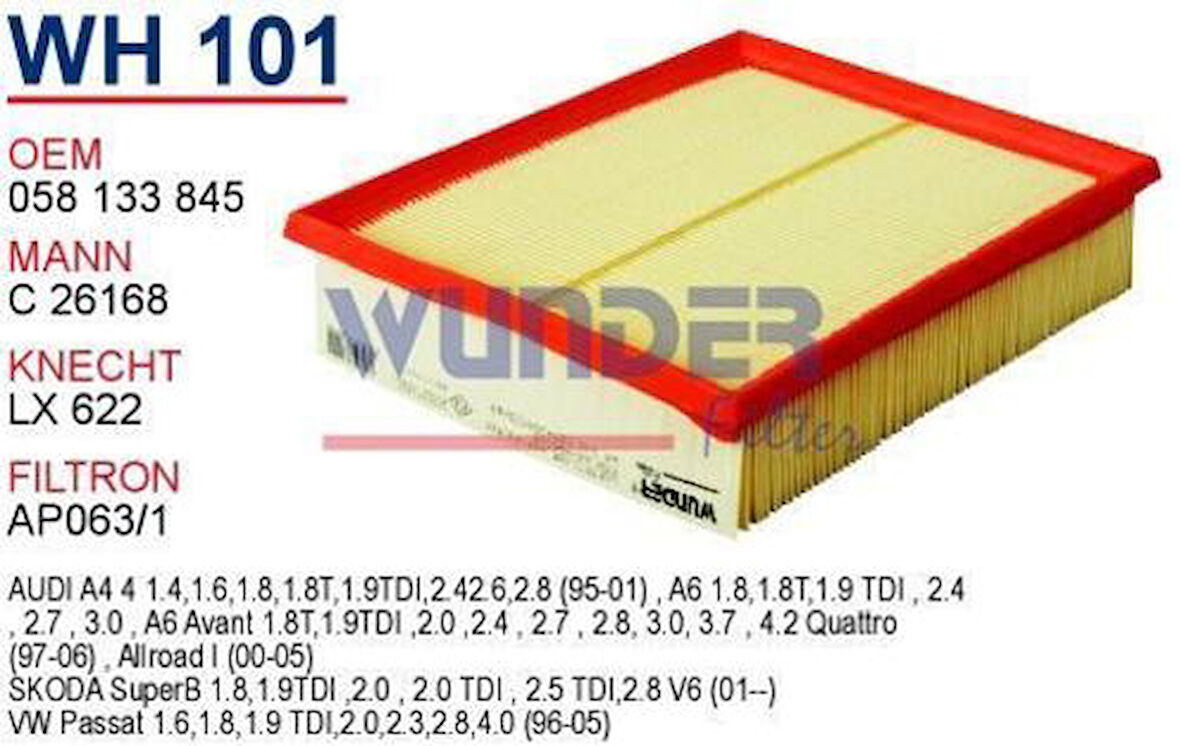 Wunder WH101 Hava Filtresi Volkswagen-Audis C26168 Fn4722 X MRMOEM-1081980