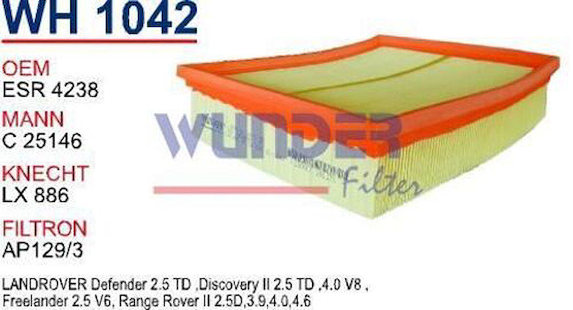 Wunder WH1042 Hava Filtresi Range Rover 98-4.6 218Hp C25146 Fn6004 MRMOEM-1082009