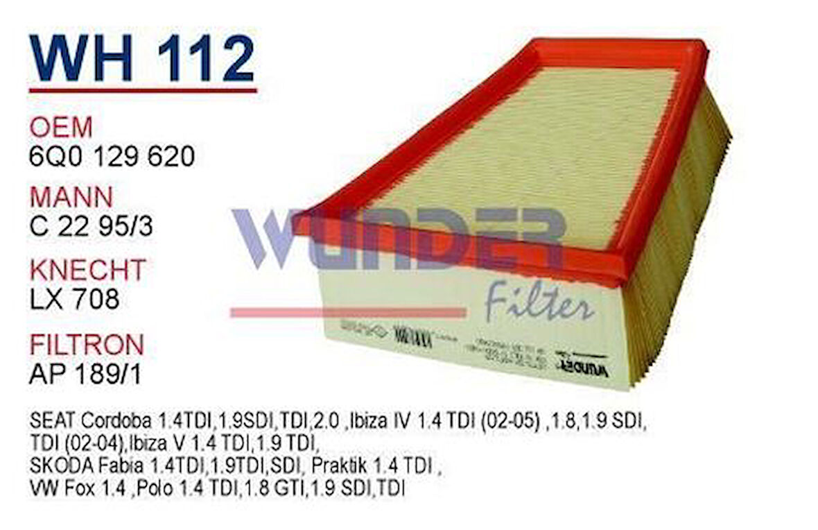 Wunder WH112 Hava Filtresi Polo 1.4 TDI C2295 3 Fn0209 MRMOEM-1082075
