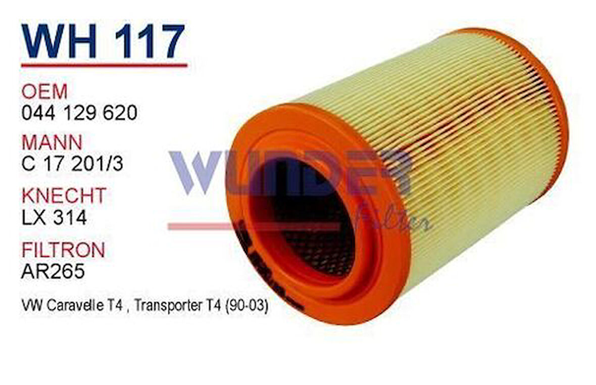 Wunder WH117 Hava Filtresi Volkswagen Transporter Bus 1.8 90 92 C17201 3 MRMOEM-1082101