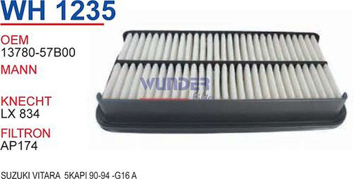 Wunder WH1235 Hava Filtresi Suzuki Vitara 5Kapı 90-94-G16 A MRMOEM-1082182