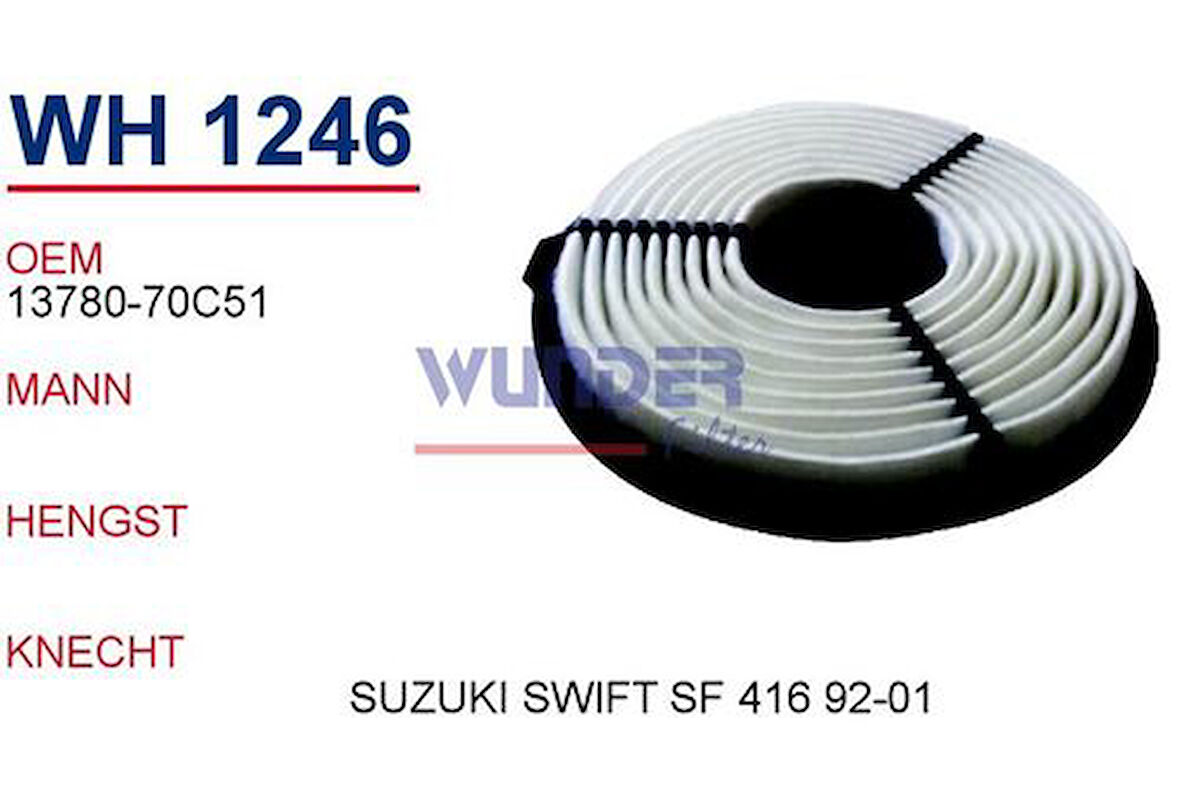 Wunder WH1246 Hava Filtresi Suzuki Swift II Saloon (Ah Aj) 1.6 I (Sf416 Ah14) 1989 03-2001 05 MRMOEM-1082269