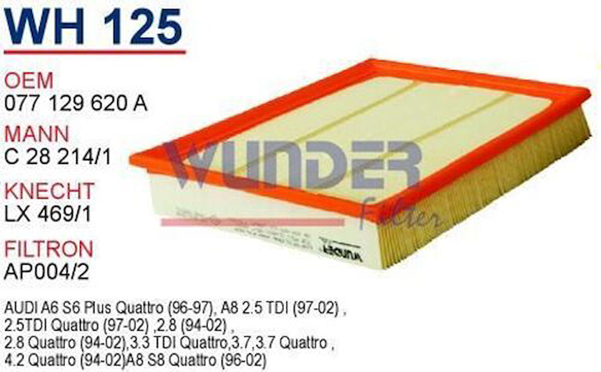 Wunder WH125 Hava Filtresi A8 95-4.2 2.5 TDI C28214 1 Fn4762 MRMOEM-1082277