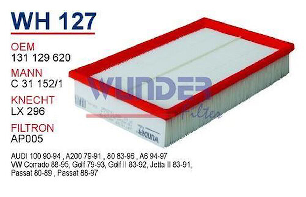 Wunder WH127 Hava Filtresi Golf II Jetta Passat 88-97 A6 94-97 C31152 1 MRMOEM-1082285