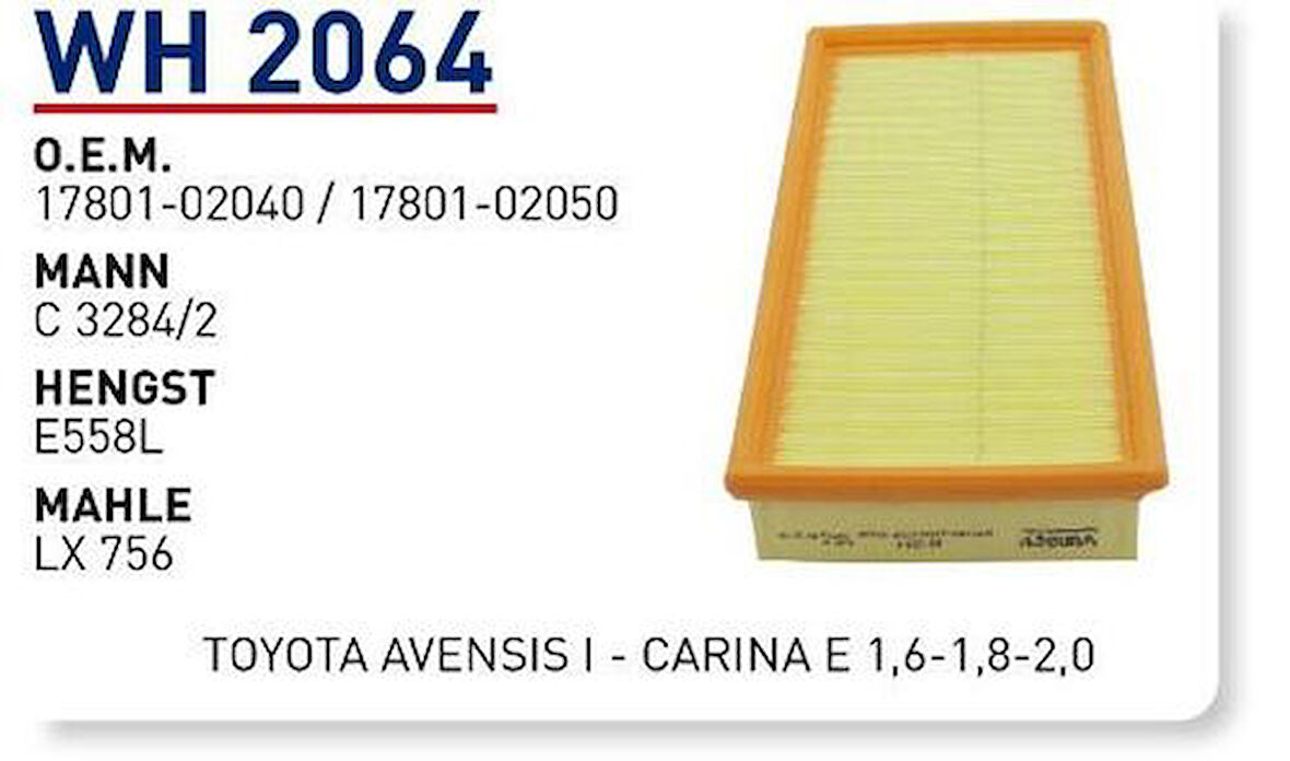 Wunder WH2064 Hava Filtresi Toyota Avensis I-Carina E 1.6-1.8-2.0 C3284 2 MRMOEM-1082674